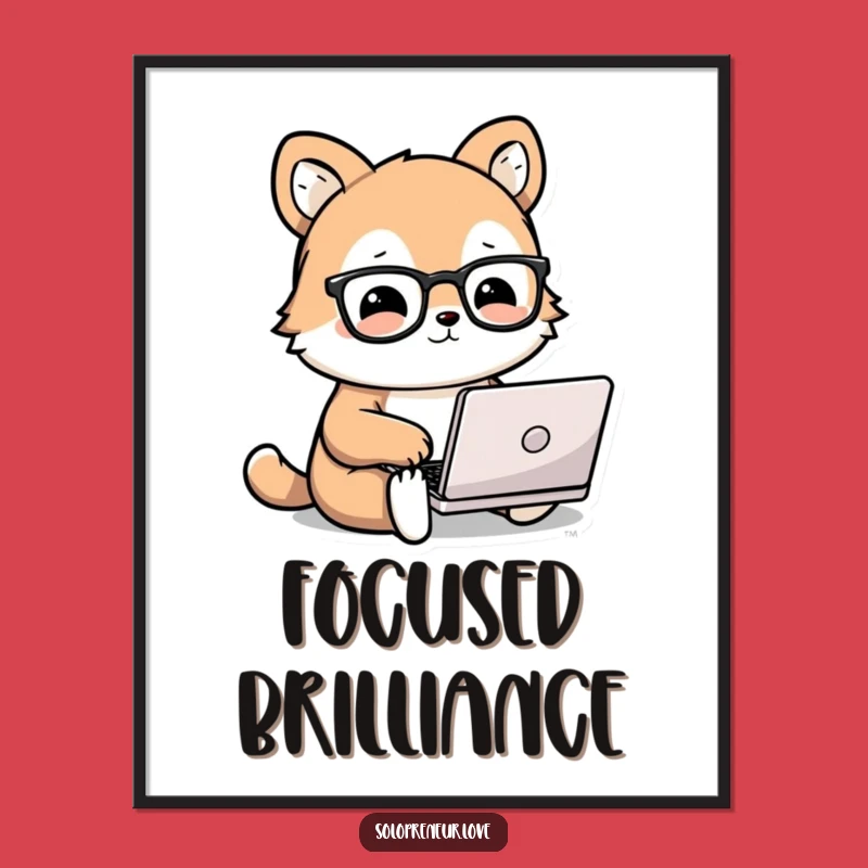 Funny Animal Laptop Poster: Adorable Nerd Art, Hilarious Study Decor