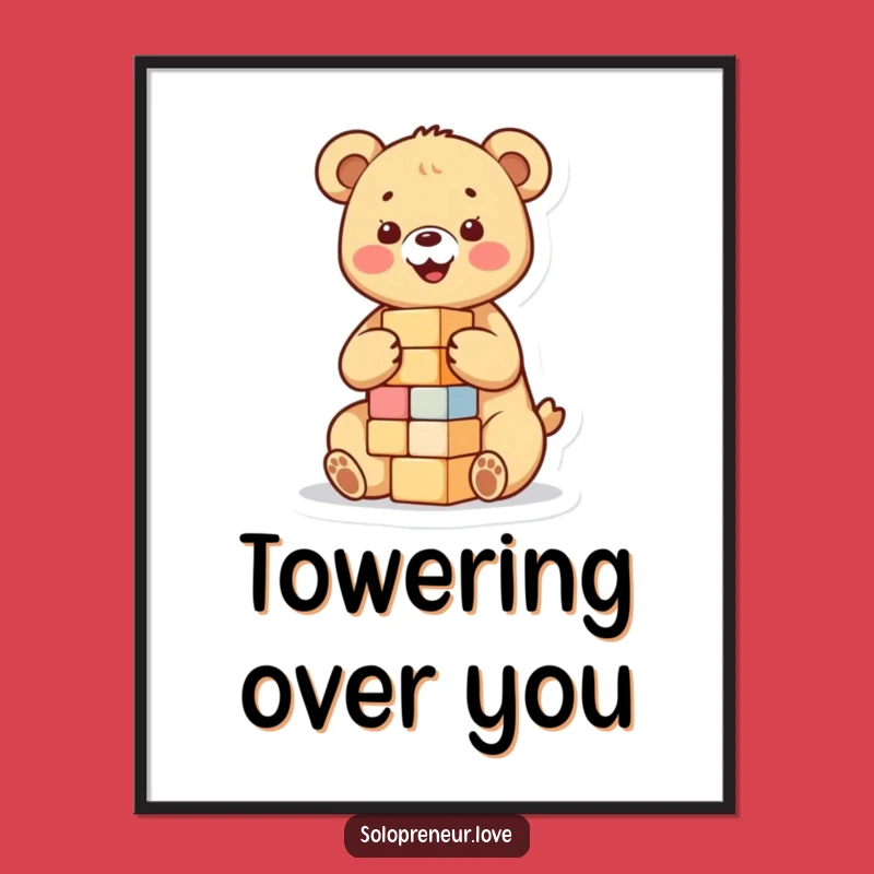 Funny Bear Cub Blocks Poster: Adorable Playtime Art for a Cheerful Vibe