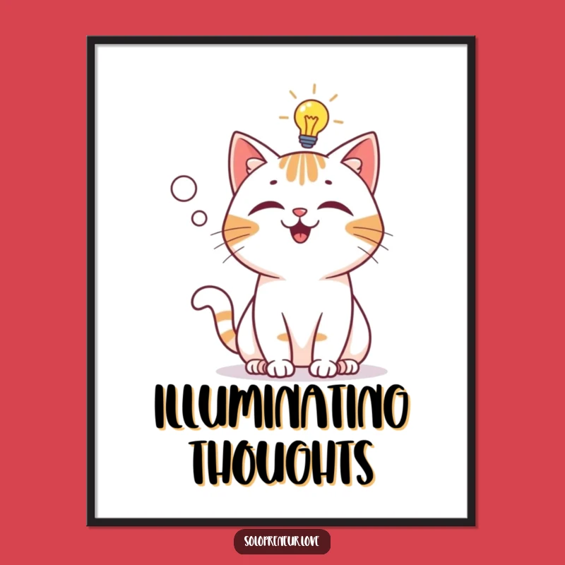Funny Cat Lightbulb Poster - Genius Art, Perfect Gift