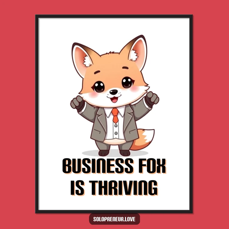 Funny Kawaii Fox Business Success Motivational Poster: Office Decor!