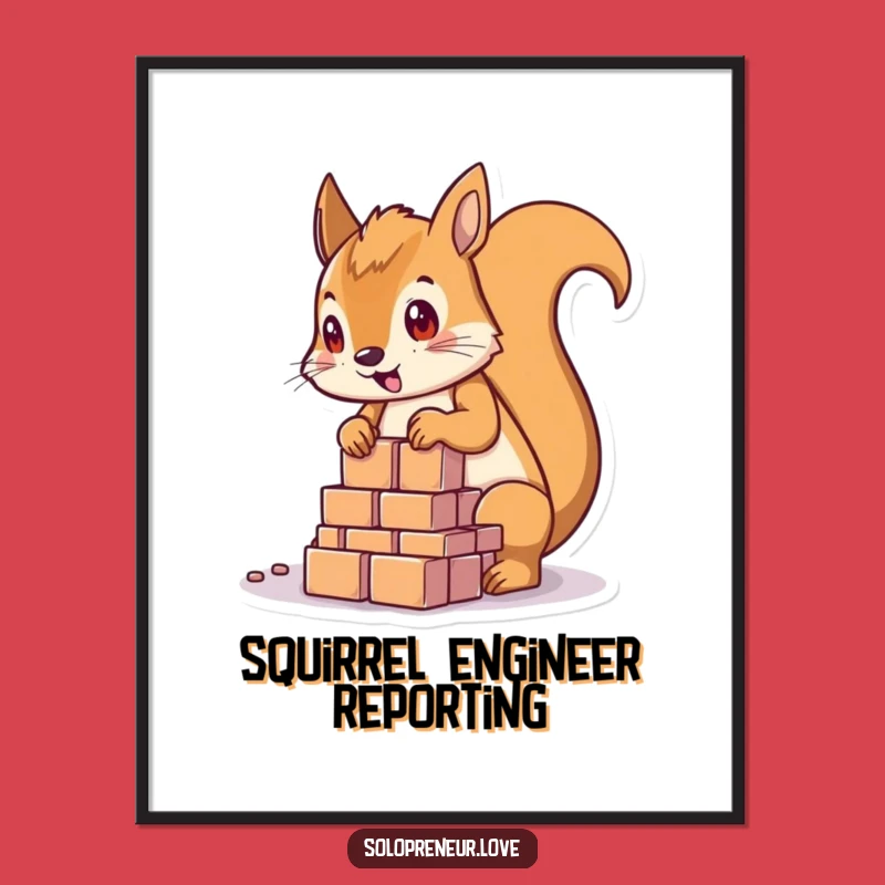 Funny Squirrel Building Structure Motivational Poster: Decor!
