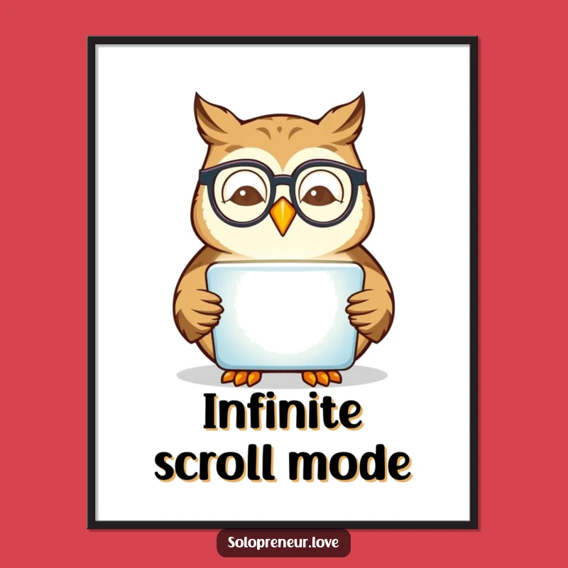 Funny Owl Reading Poster: Wise Wall Art - Unique Funny Gift!