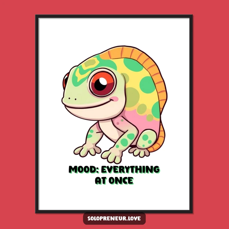 Funny Chameleon Poster: Vibrant Color Change Art, Humorous Wall Decor Gift