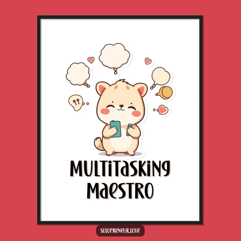 Funny Busy Animal Poster: Hilarious Multitasking Art, Perfect Decorative Funny Gift!
