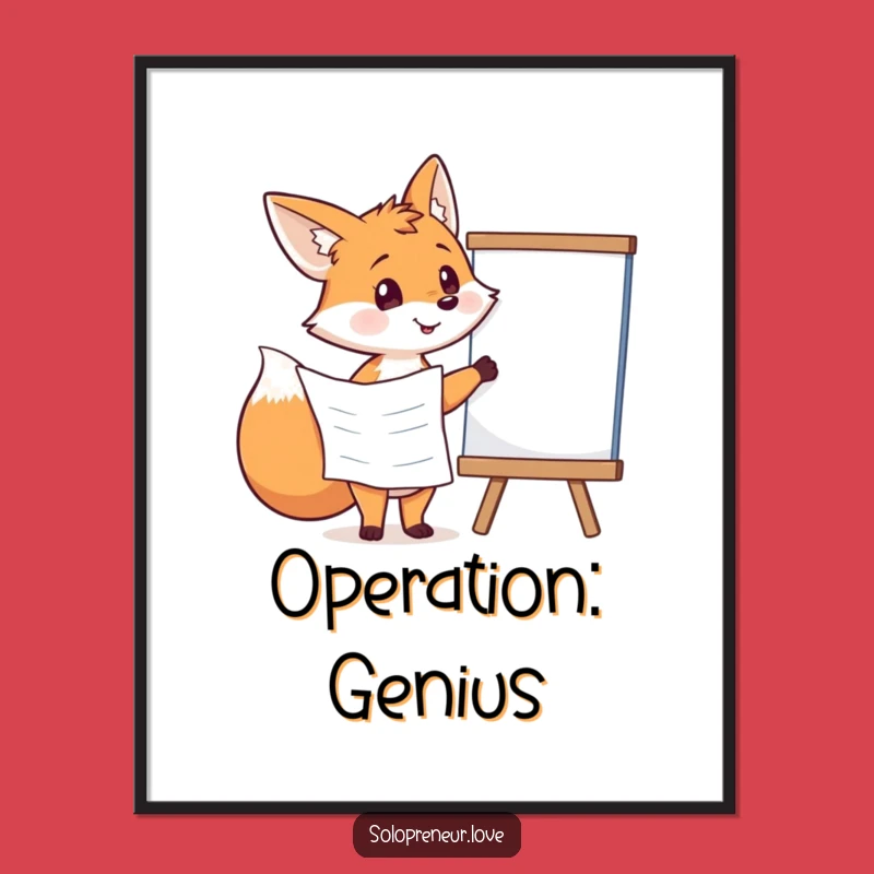 Funny Fox Planning Poster: Strategic Decor - Unique Funny Gift!