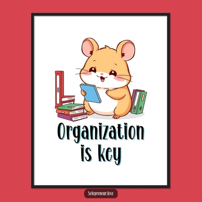 Funny Hamster Poster: Charming Pixelated Organizer for a Hilarious Wall Art Gift