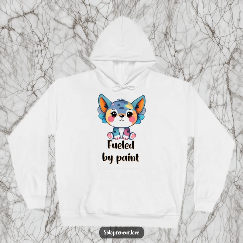 Funny hoodie with an animal artist painting abstract art, offering comfort and creative inspiration with humor.