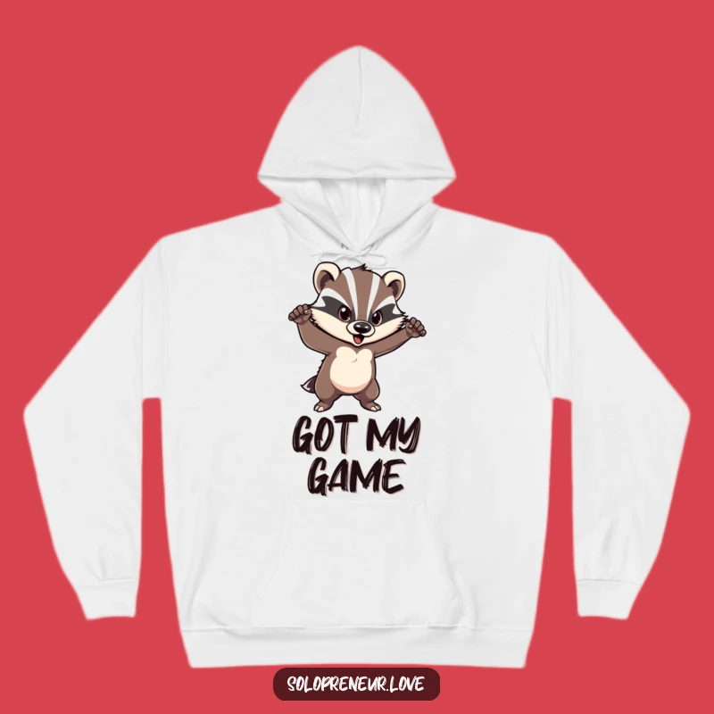 Funny Courageous Badger Hoodie: Confident Pose Character - Warmth and Audacity Combined