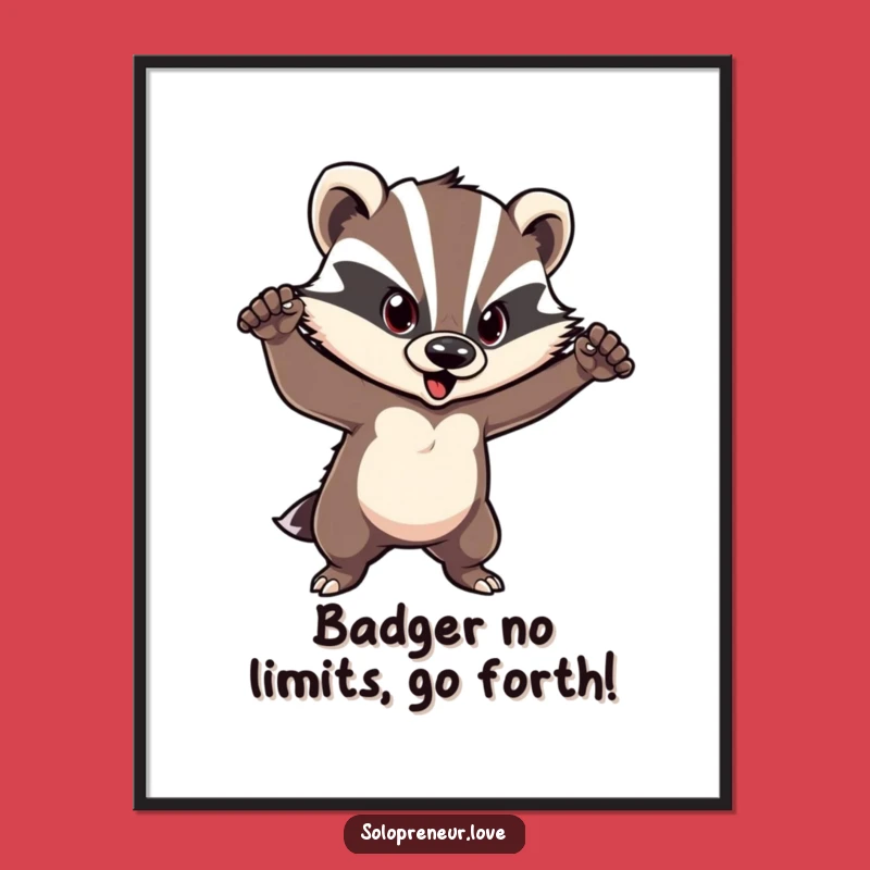 Free Printable Wall Art: Courageous Badger - Funny Downloadable Decor for Bold Spaces