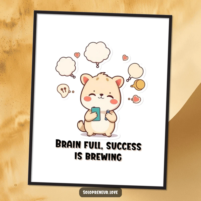 Funny Free Printable Wall Art: A chaotic yet charming animal character representing the juggle of everyday life with humor.