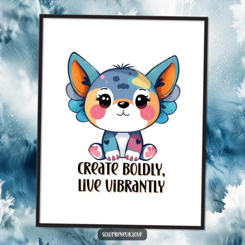 Funny Free Printable Wall Art: An imaginative animal artist at work, creating a bold and vibrant abstract expressionist painting.