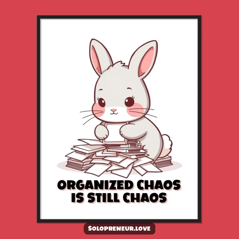 Free Printable Funny Rabbit Organizing Art - Hilarious Office Downloadable Decor Gift