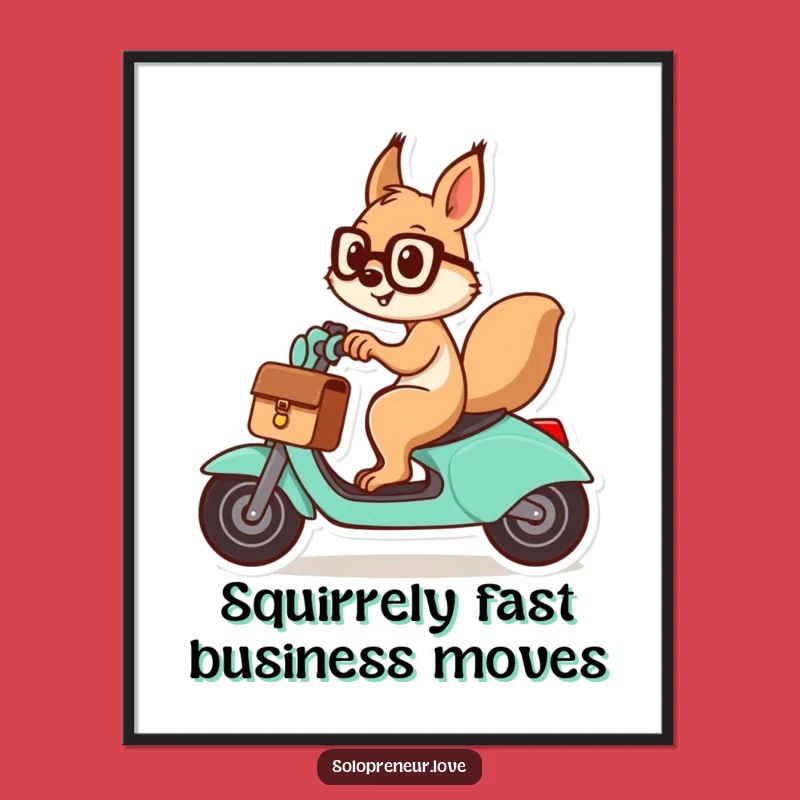 Free Printable Wall Art: Speedy Squirrel on Scooter - Funny Downloadable Decor!