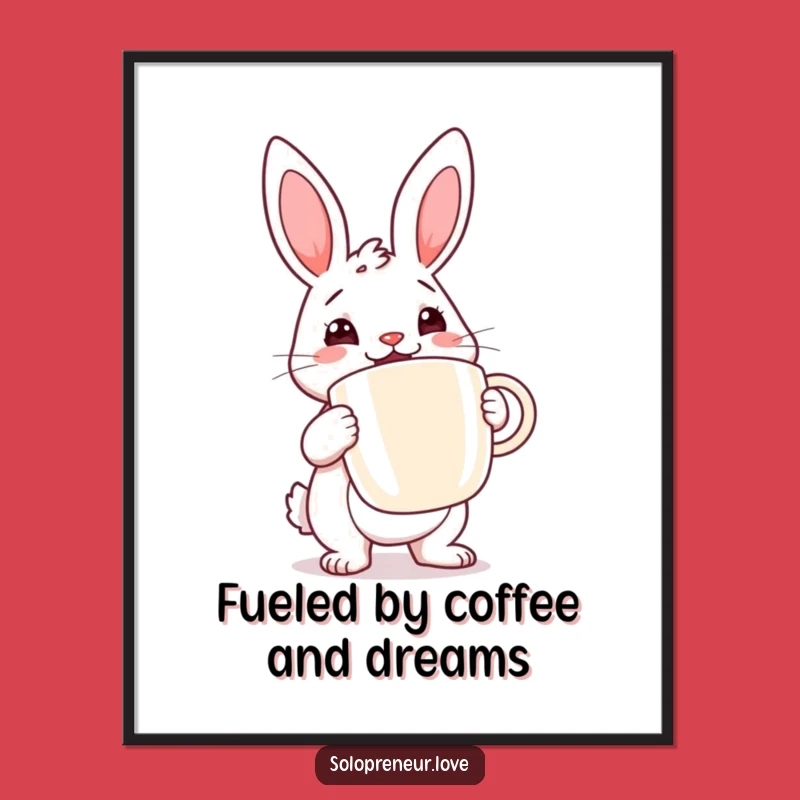Free Printable Rabbit Wall Art: Coffee Lover Downloadable Decor