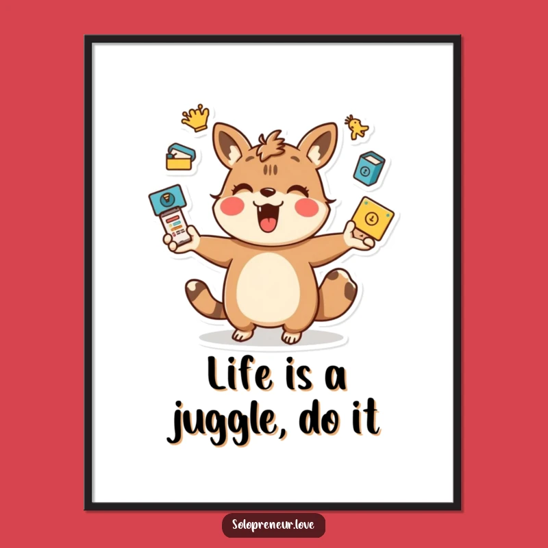 Funny Free Printable Animal Wall Art: Juggling Life Downloadable Art