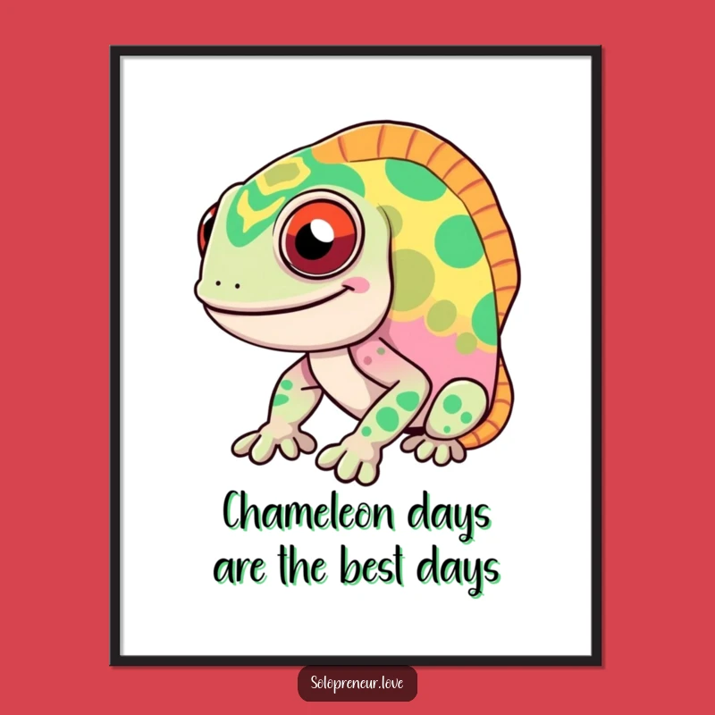 Funny Free Printable Wall Art: Chameleon's Mood Swings, Quirky Downloadable Decor