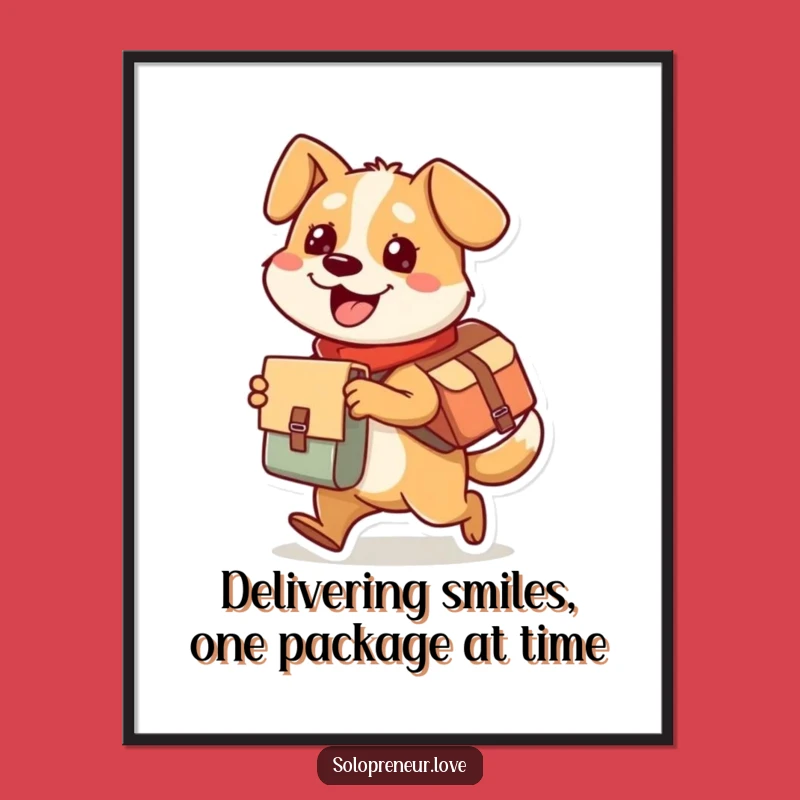 Funny Free Printable Wall Art: Happy Dog Delivery, Quirky Package Art