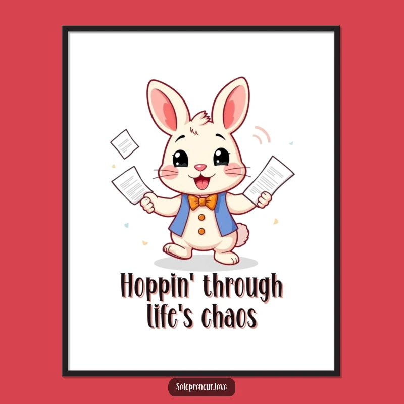 Free Printable Rabbit Juggling Wall Art - Funny Downloadable Office Decor