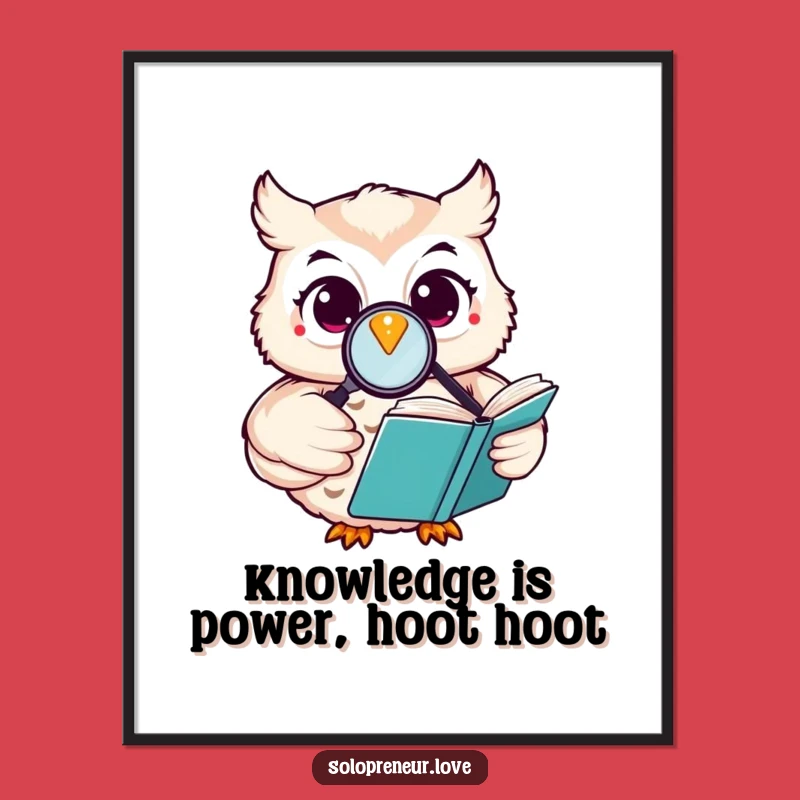 Free Printable Wall Art: Happy Owl Reading - Funny Downloadable Decor for Cozy Nooks