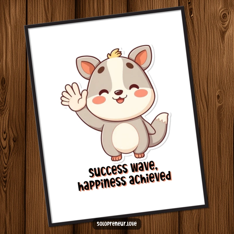 Funny Free Printable Wall Art: A joyful animal character radiating confidence and success, offering a friendly greeting to all.