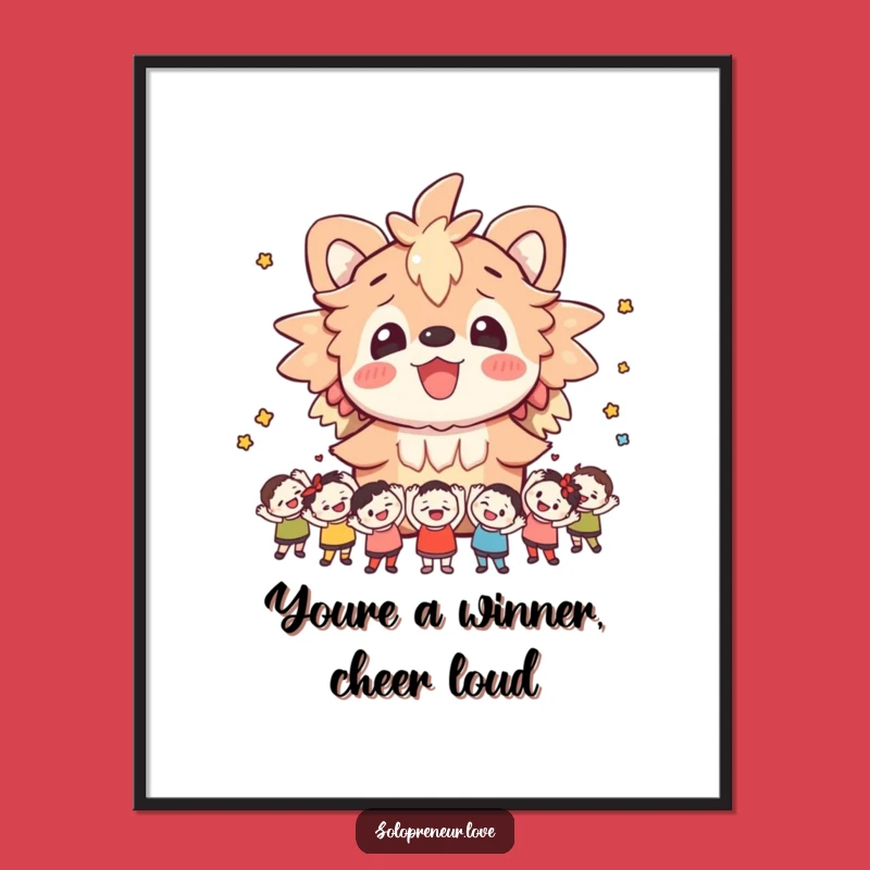 Funny Free Printable Wall Art: Cheerful Creature & Fans - Downloadable