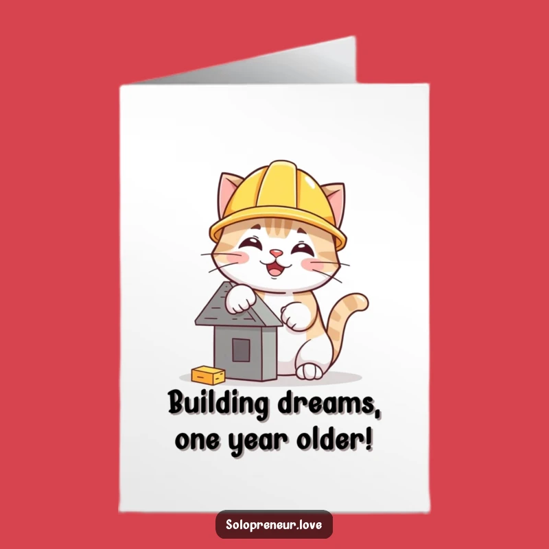 Free Printable Birthday Card: Funny Construction Cat for a Purrfectly Hilarious Celebration