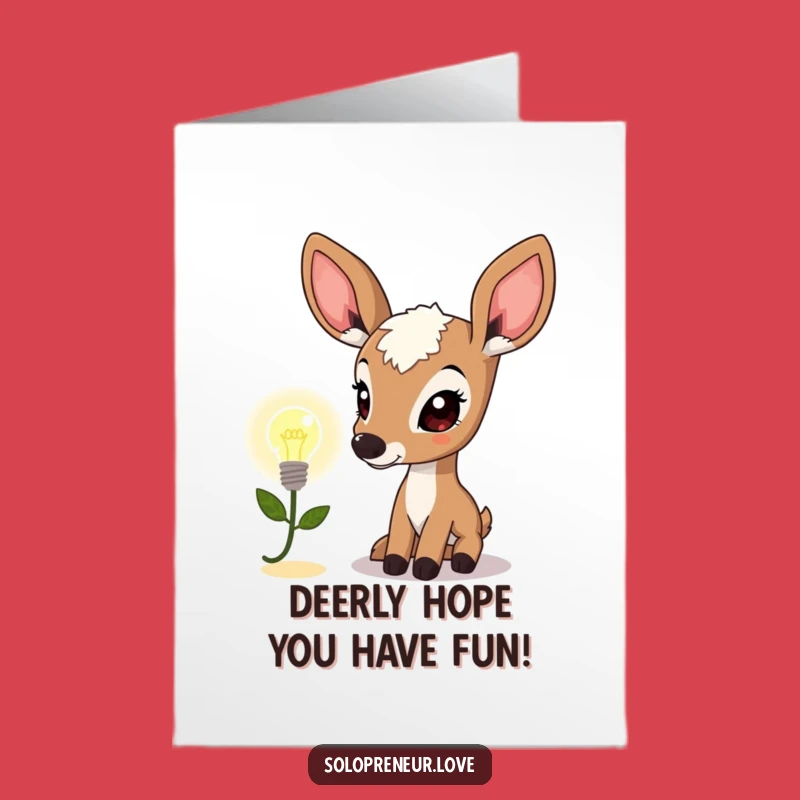 Free Printable Birthday Card: Deer's Bright Idea, Funny Downloadable Gift for Smart Celebrations