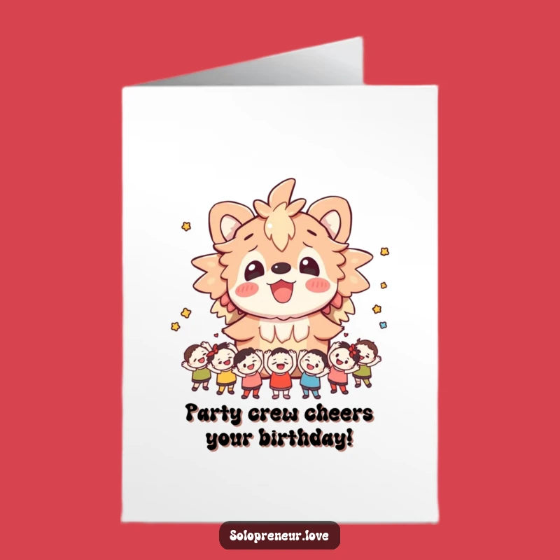 Free Printable Birthday Card Cheerful Creature Crowd - Downloadable