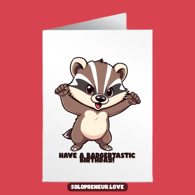 Free Printable Birthday Card: Courageous Badger - Funny Downloadable Gift for Him/Her