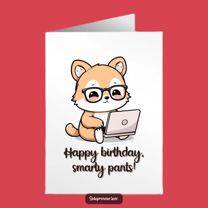 Funny Free Printable Animal Birthday Card: Laptop Buddy Downloadable Gift