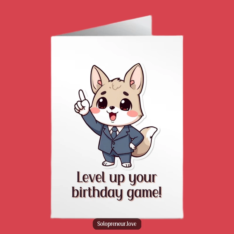 Free Printable Birthday Card: Business Animal Points Up - Funny Downloadable Gift