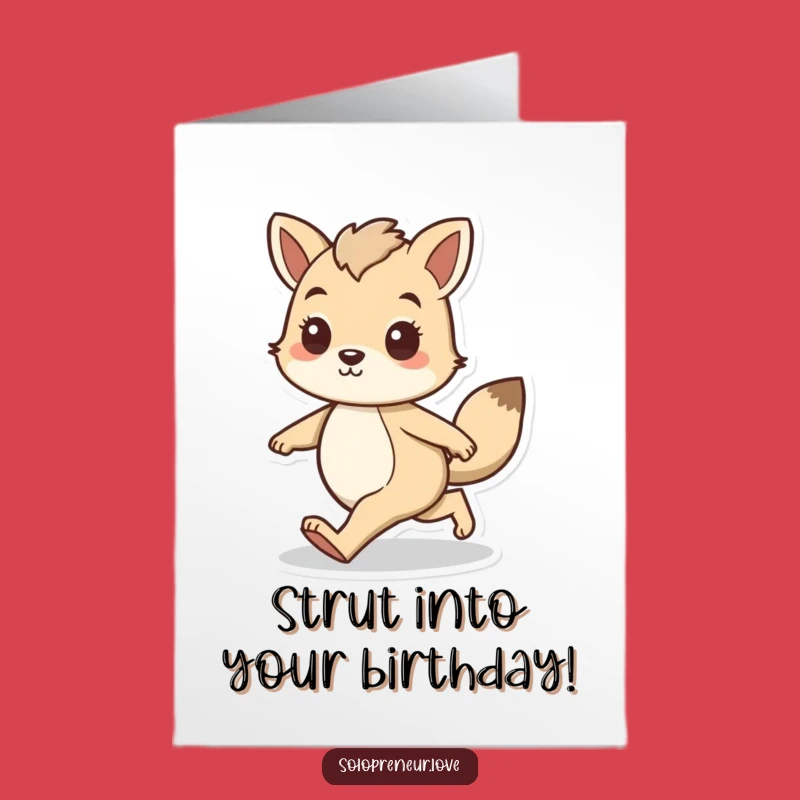 Free Printable Birthday Card Animal Striding Confidently - Downloadable