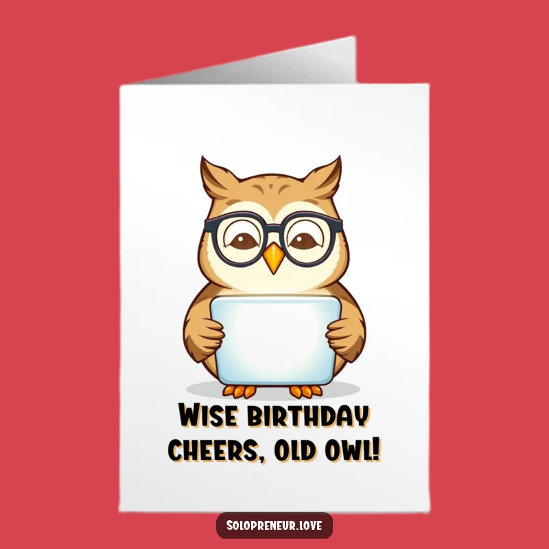 Free Printable Birthday Card: Wise Owl's Tablet for a Scholarly Downloadable Gift