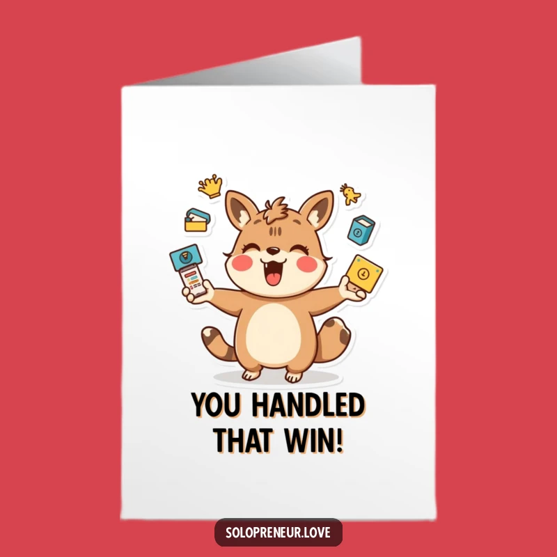 Free Printable Animal Congrats Card: Juggling Success Downloadable Gift