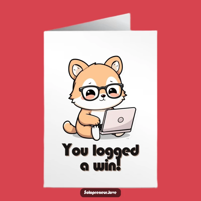 Free Printable Animal Congrats Card: Laptop Whiz Downloadable Gift