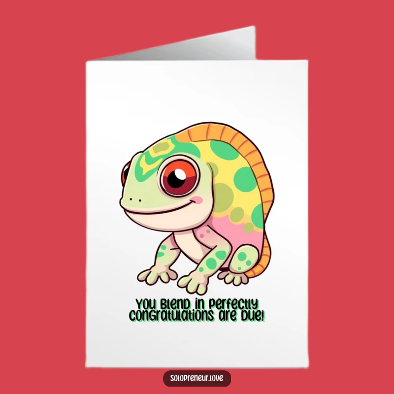 Free Printable Congrats Card: Chameleon's Color Splash for Your Big Win