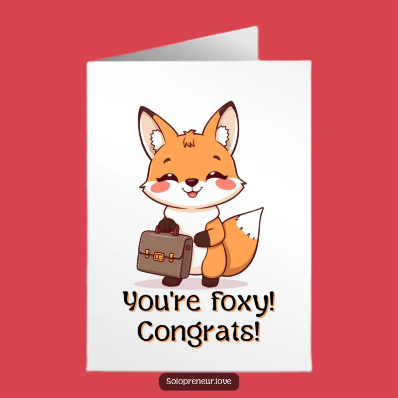 Free Printable Congrats Card: Deal-Making Fox, Funny Downloadable Gift for Success