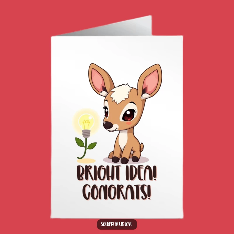 Free Printable Congrats Card: Deer's Eureka Moment, Funny Downloadable Gift for Brilliant Achievements
