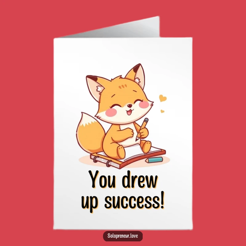 Free Printable Fox Congrats Card: Creative Sketch Downloadable