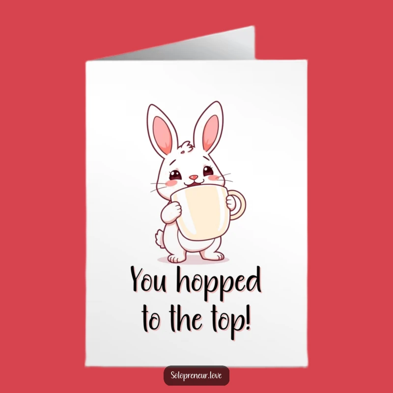 Free Printable Rabbit Congrats Card: Coffee Fueled Success Downloadable