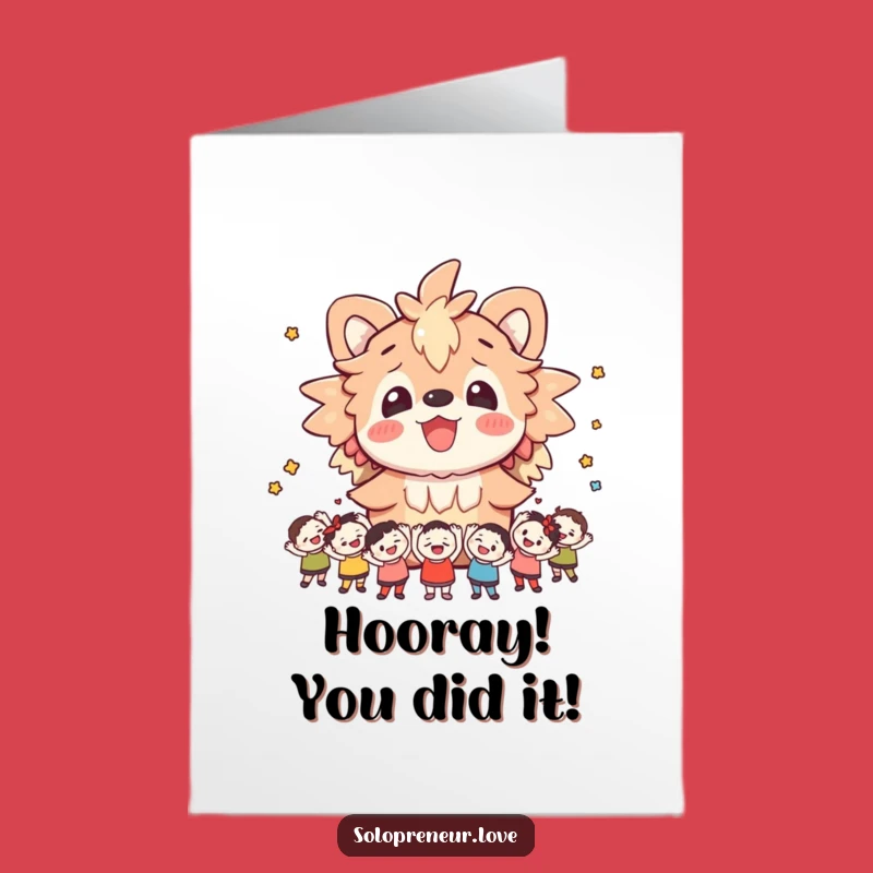 Free Printable Congrats Card Cheerful Creature Fans - Downloadable