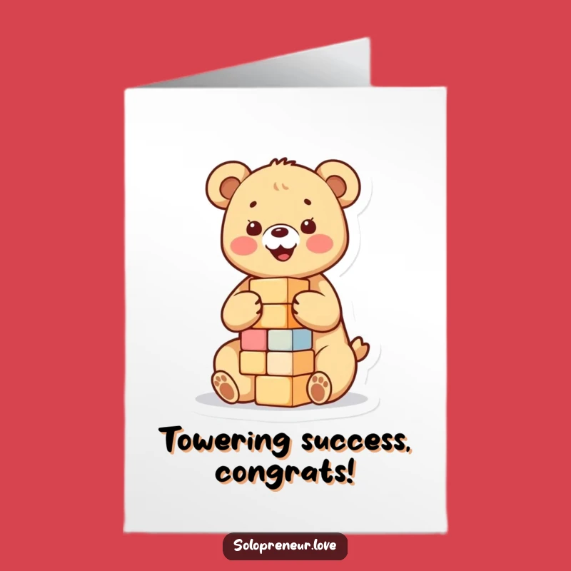 Free Printable Happy Bear Cub Blocks Congrats Card - Sweet Downloadable Achievement Gift