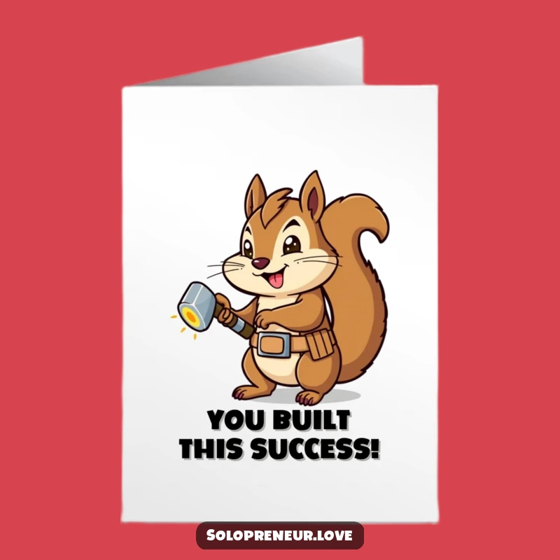 Free Printable Congrats Card: Squirrel Builds Success, Funny Downloadable DIY Gift