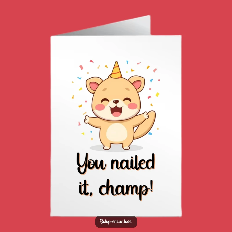 Free Printable Animal Congrats Card: Joyful Victory Confetti Shower Downloadable Celebration Gift