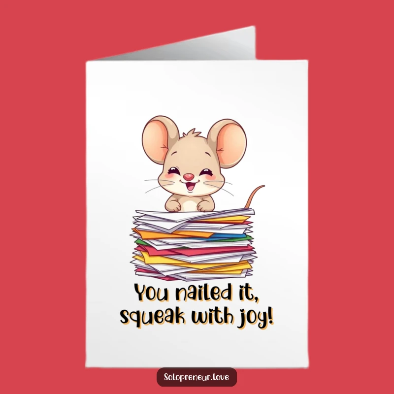 Free Printable Congrats Card: Giggling Mouse Organizing - Funny Downloadable Celebration