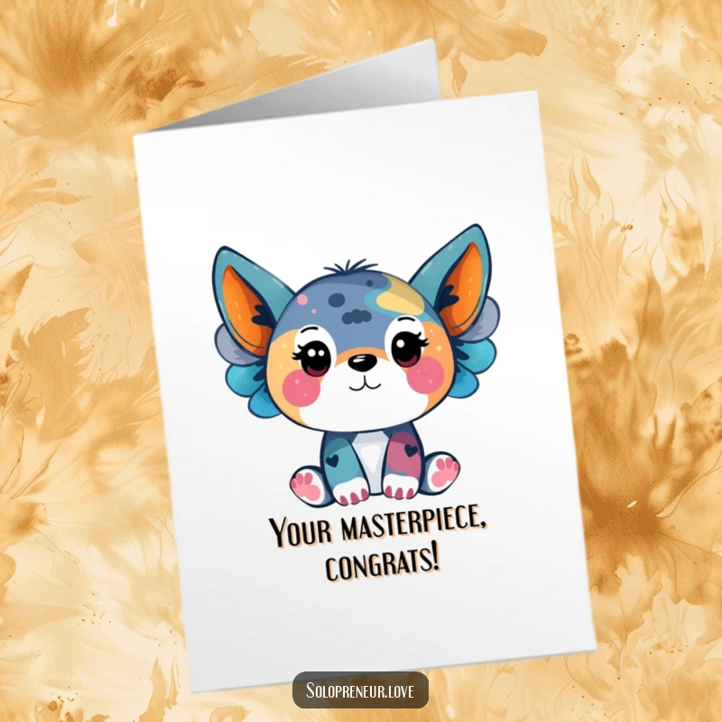 Funny Free Printable Congrats Card: A talented animal painter creates a stunning abstract masterpiece, celebrating achievement with flair.