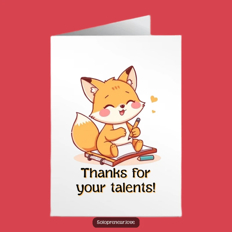 Free Printable Fox Thank You Card: Artistic Sketch Downloadable Greeting