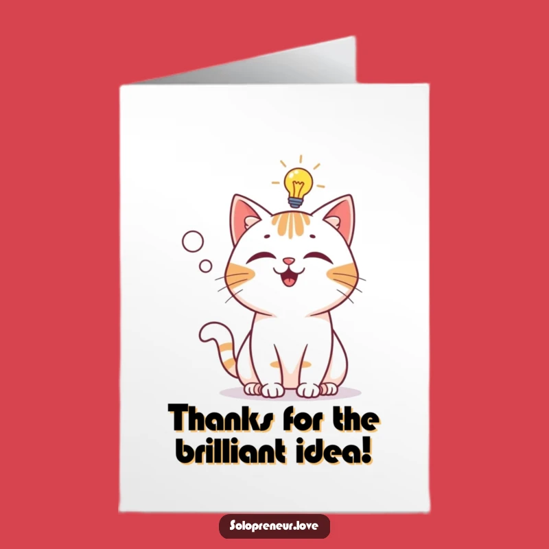 Free Printable Thank You Card: Cat Lightbulb Funny Gratitude Gift
