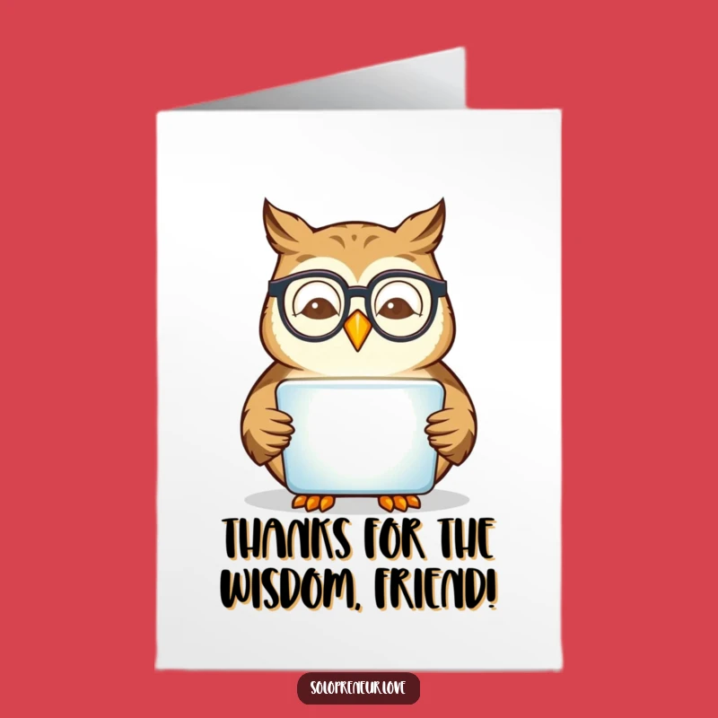 Free Printable Thank You Card: Owl's Tablet Wisdom for a Grateful Downloadable Gift