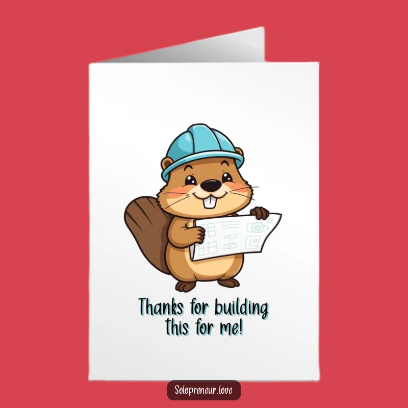 Free Printable Beaver Thank You Card: Builder Buddy Gratitude Downloadable